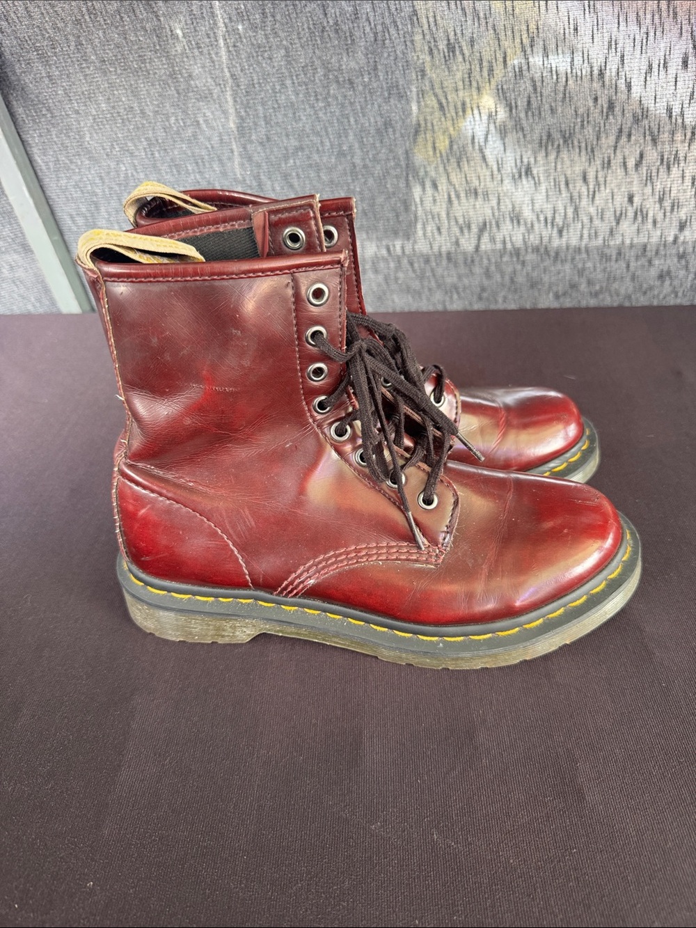 Dr. Martens Burgundy Lace-Up Leather Boots 8 Hole #24226 Womens size 8